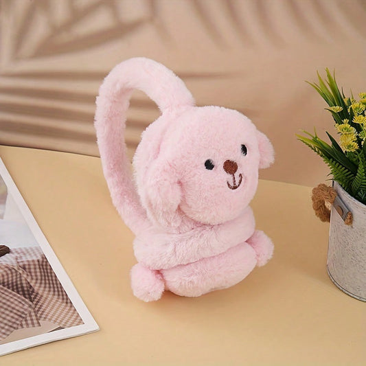 1 Autumn And Winter Plush Warm Earmuffs Cute Cartoon Earmuffs Cold Protection Earmuffs Small Dog Head Wearing Cute Plush Dog Ear Warm Ear Muffs