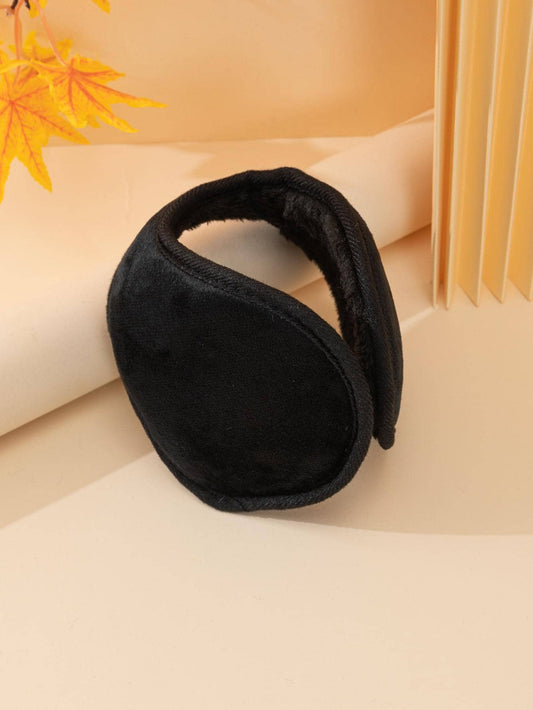 1 Pair Solid Casual Black Earmuffs for Daily Life, Autumn and Winter Use