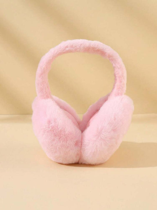 1pc Adorable Plush Winter Ear Warmers – Foldable Earmuffs for Women, Ideal for Outdoor & Cycling